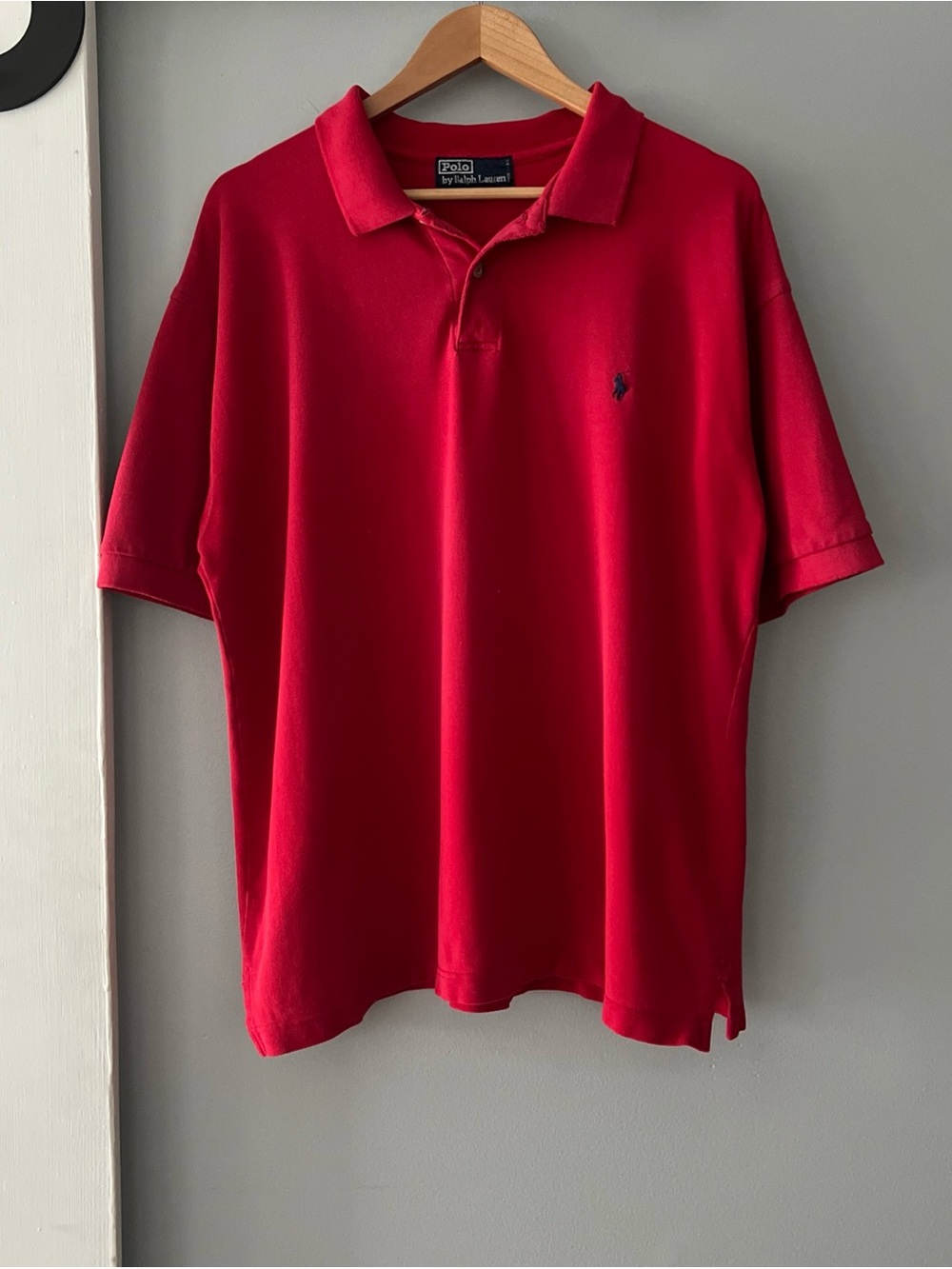 Vintage 90s Polo Ralph Lauren Polo Shirt Red USA Made Mesh/ Piqué Knit Grunge